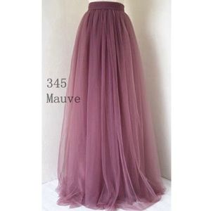 Mauve long tulle skirt